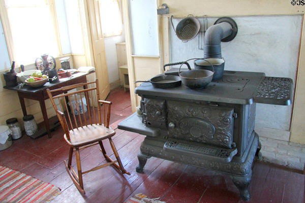 Cast Iron stove (c1870s) by Richmond Stove Co. of Norwich, Conn. in Burrows House at Mystic Seaport. Mystic, CT.
