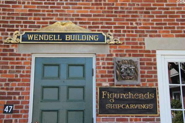 Wendell Building serves as gallery for Figureheads & shipcarvings at Mystic Seaport. Mystic, CT.