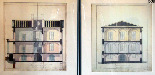 Folio (1833) of Architect Robert Mills for New London U.S. Custom House at New London Maritime Museum. New London, CT.