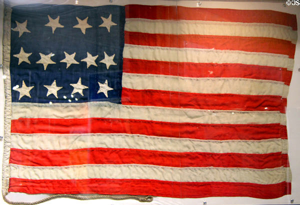 U.S. National with 13 stars in grid (c1795) at U.S. Coast Guard Museum. New London, CT.