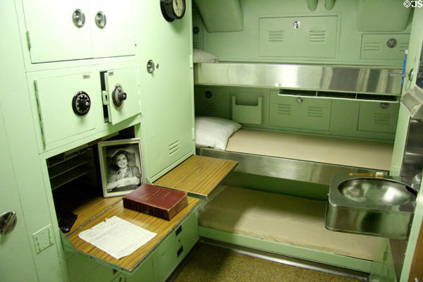 Officer bunk room with safe in USS Nautilus at Submarine Force Museum. Groton, CT.