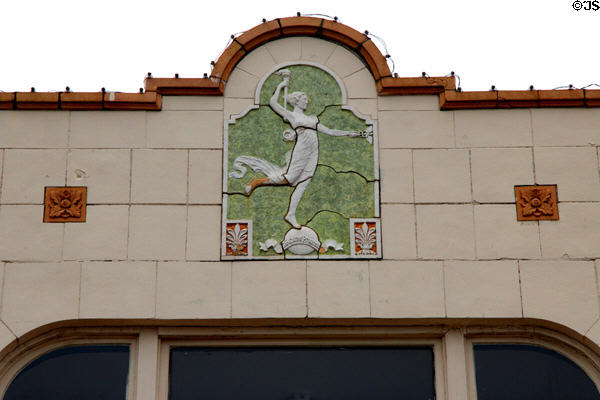 Spirit of Progress tile mural on former Montgomery Ward building. New London, CT.