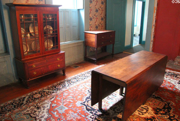 Drop-leaf table in dining room at Shaw Mansion. New London, CT.