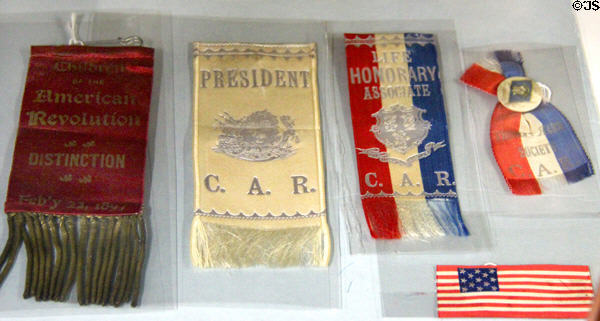 Children of American Revolution (CAR) ribbons at Monument House Museum. Groton, CT.