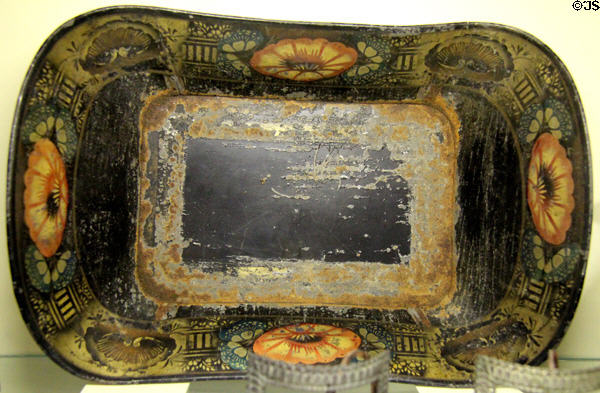Painted tin tray at Monument House Museum. Groton, CT.