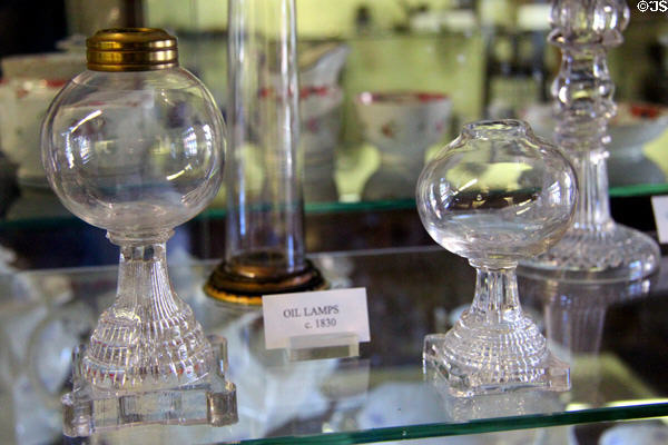 Oil lamps (c1830) at Monument House Museum. Groton, CT.