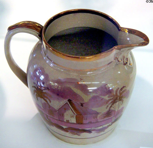 French Lusterware pitcher (19thC) at Monument House Museum. Groton, CT.