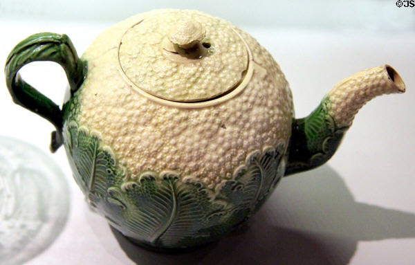 Cauliflower teapot (1760-80) by Wedgwood & Sons of England at Mattatuck Museum. Waterbury, CT.