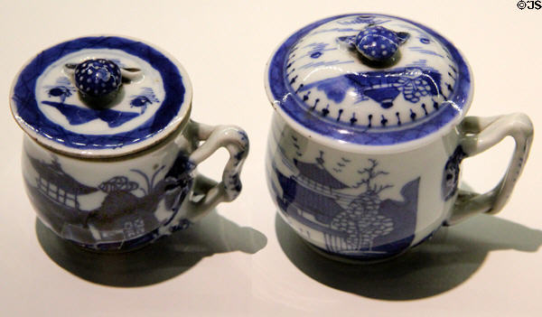 Chinese export custard cups (1780-1820) at Mattatuck Museum. Waterbury, CT.