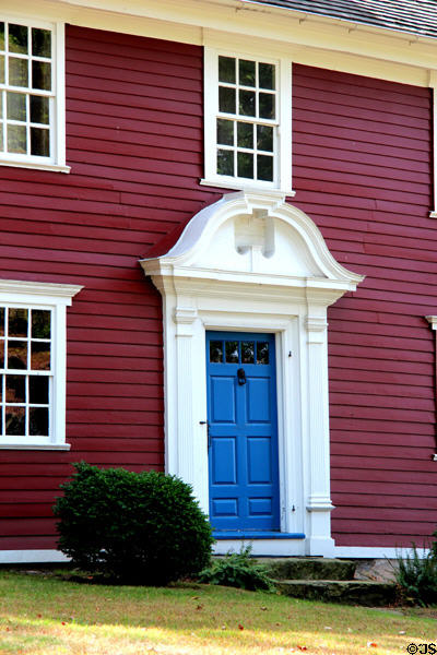 Front door with pediment of Judson House. Stratford, CT.
