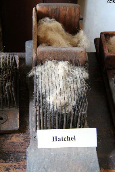 Hatchel, used to separate flax fibers, at Judson House. Stratford, CT.