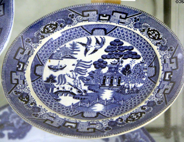 "Blue Willow" plate (c1914) by Buffalo Pottery Co. of Buffalo, NY at Judson House. Stratford, CT.