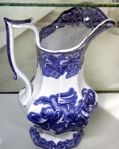 Lobelia Ironstone pitcher (c1870) from England at Judson House. Stratford, CT.