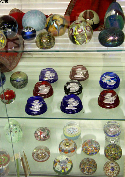 Collection of paperweights at Judson House. Stratford, CT.