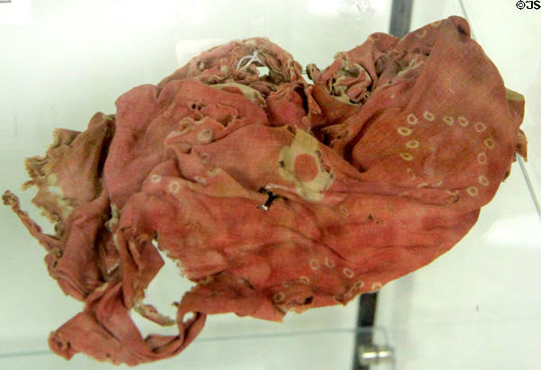 Fragment of scarf worn by James H. Burnes while prisoner at Andersonville during Civil War at Judson House. Stratford, CT.