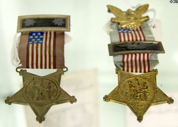 Grand Army of the Republic veteran badges at Judson House. Stratford, CT.