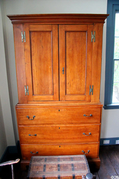 Cabinet on chest of drawers at Danbury Museum & Historical Society. Danbury, CT.