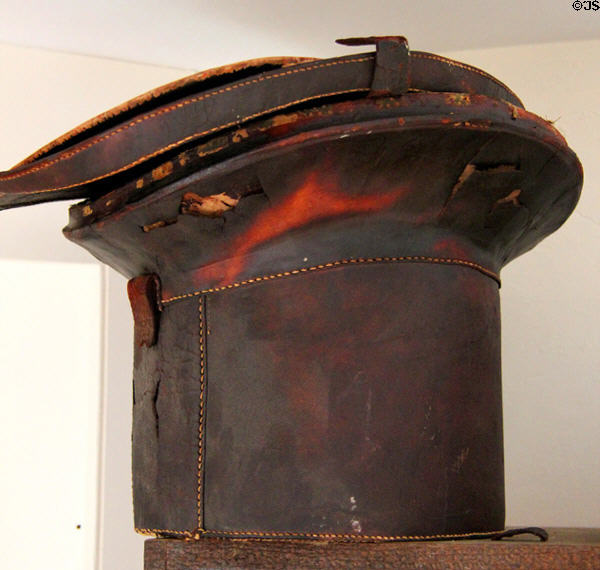 Leather hat box at Danbury Museum & Historical Society. Danbury, CT.