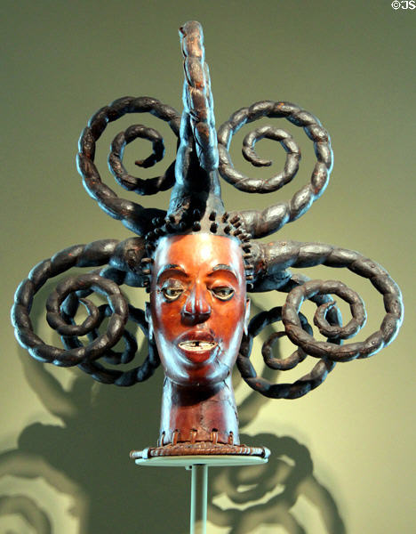 Headdress in form of female head (late 19th or early 20thC) from Nigeria at Yale University Art Gallery. New Haven, CT.