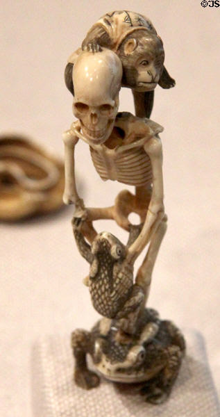 Japanese ivory Okimono of skeleton (19thC) at Yale University Art Gallery. New Haven, CT.