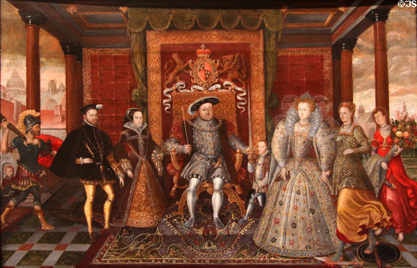 Allegory of Tudor Succession: Family of Henry VIII painting (c1590) by unknown at Yale Center for British Art. New Haven, CT.