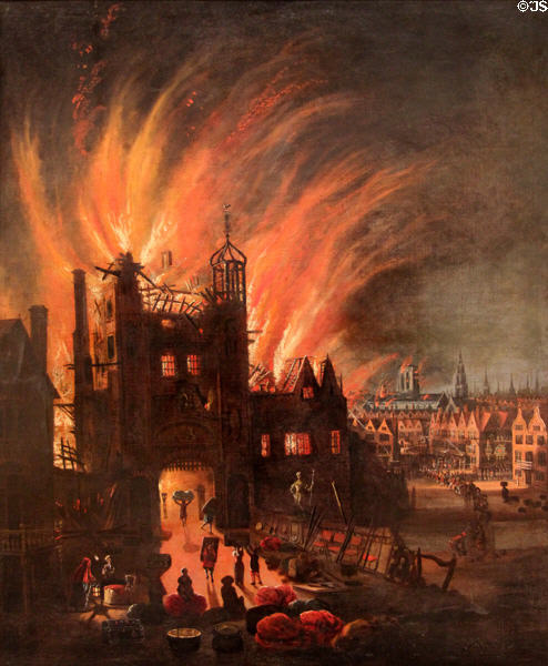 Great Fire of London with Ludgate & Old St. Paul's painting (c1670) by unknown at Yale Center for British Art. New Haven, CT.