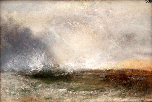 Stormy Sea Breaking on a Shore painting (1840-5) by Joseph Mallord William Turner at Yale Center for British Art. New Haven, CT.