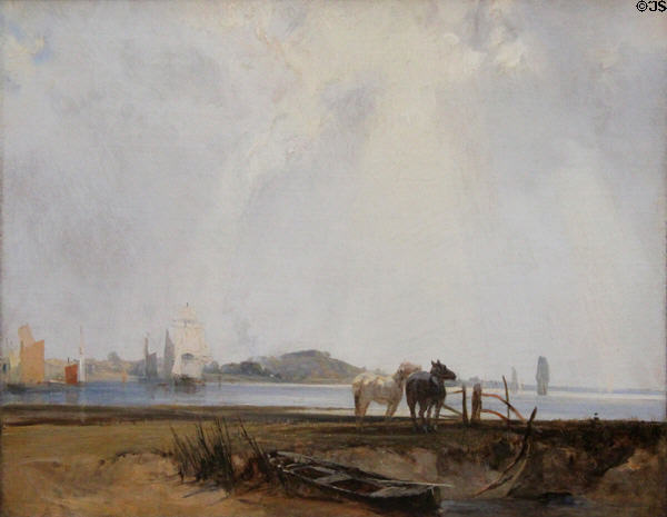 Near Quillebeuf painting (1824-5) by Richard Parkes Bonington at Yale Center for British Art. New Haven, CT.