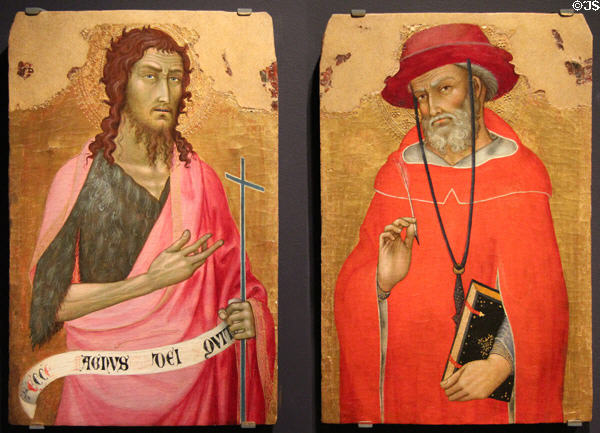 St Jerome & St John the Baptist paintings (c1390) by Taddeo di Bartolo of Siena, Italy at Yale University Art Gallery. New Haven, CT.