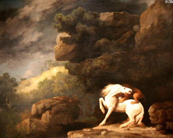 Lion attacking a Horse painting (1770) by George Stubbs of England at Yale University Art Gallery. New Haven, CT.