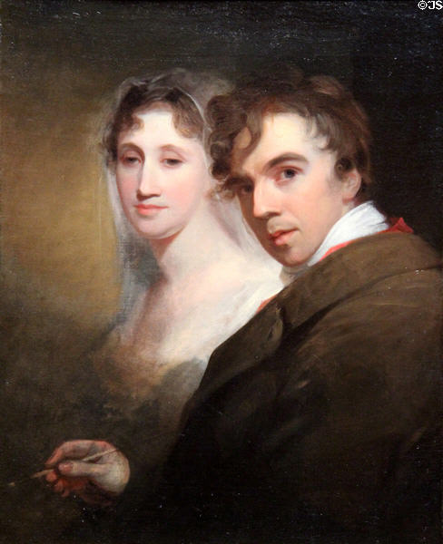 Self-portrait of artist painting his wife, Sarah Annis Sully (c1810) by Thomas Sully at Yale University Art Gallery. New Haven, CT.