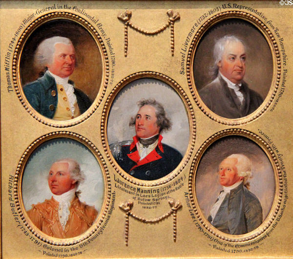 Miniature portraits (1790s) of Thomas Mifflin, Samuel Livermore, Laurence Manning, Richard Butler, & Arthur Lee by John Trumbull at Yale University Art Gallery. New Haven, CT.