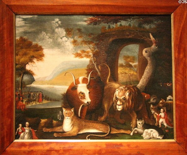 Peaceable Kingdom & Penn's Treaty painting (1829-30) by Edward Hicks at Yale University Art Gallery. New Haven, CT.