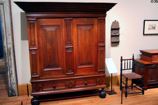 Kast (c1755) from New York & side chair (1670-1710) from NJ at Yale University Art Gallery. New Haven, CT.