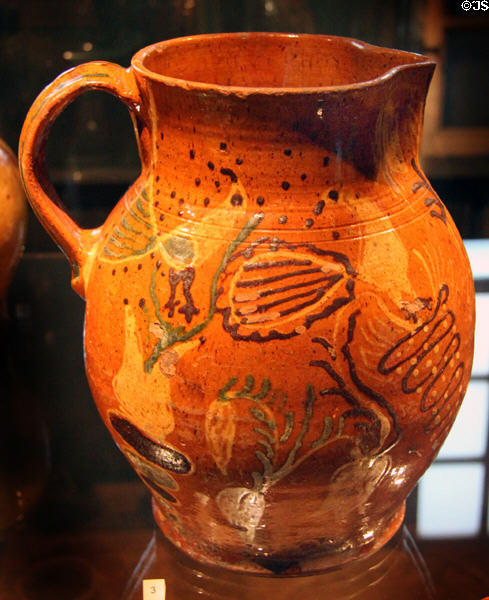 Redware pitcher (c1830) from PA at Yale University Art Gallery. New Haven, CT.