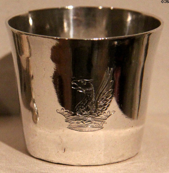Silver camp cup made for George Washington (1780) by Richard Humphreys of Philadelphia at Yale University Art Gallery. New Haven, CT.