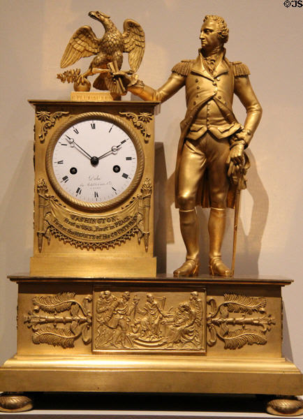 George Washington mantel clock (1809-19) by Nicolas Dubuc of Paris at Yale University Art Gallery. New Haven, CT.