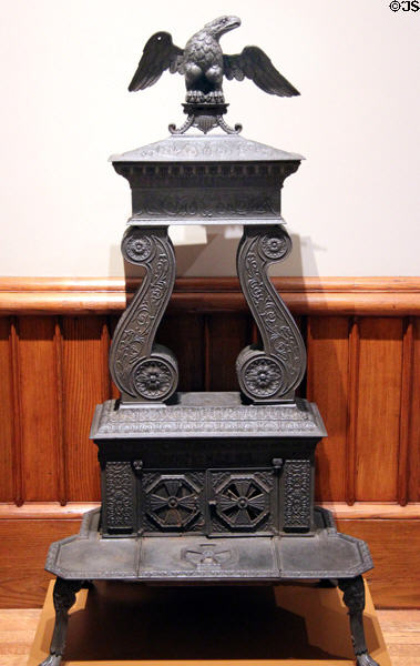Cast iron parlor stove with eagle (1844) by Low & Leake of Albany, NY at Yale University Art Gallery. New Haven, CT.