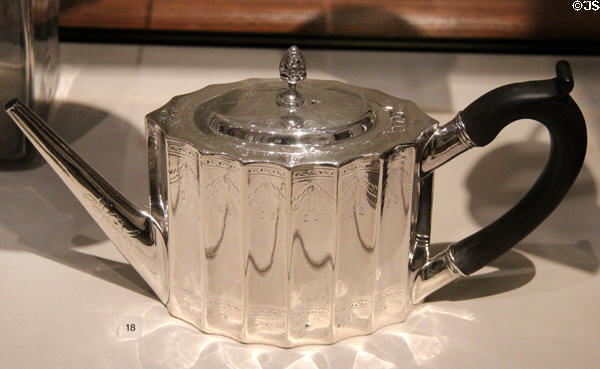 Silver teapot (c1795) by Paul Revere at Yale University Art Gallery. New Haven, CT.