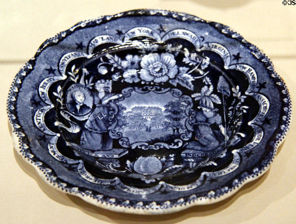 Earthenware plate with Chain of States (c1820) from James & Ralph Clews of Staffordshire, England at Yale University Art Gallery. New Haven, CT.