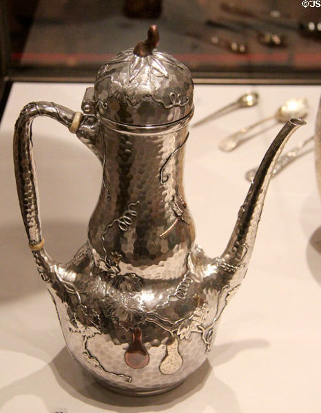 Silver coffeepot (1877-8) by Tiffany & Co. of New York at Yale University Art Gallery. New Haven, CT.