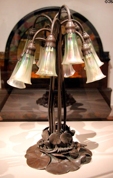 Table lamp (1902) by Louis Comfort Tiffany of New York at Yale University Art Gallery. New Haven, CT.
