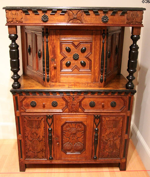 Colonial revival cupboard in Weathersfield style (1865-99) from New Haven, CT at Yale University Art Gallery. New Haven, CT.