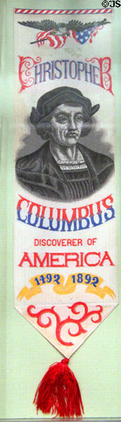Christopher Columbus silk bookmark (c1893) by John Best Co. of Paterson, NJ at Knights of Columbus Museum. New Haven, CT.