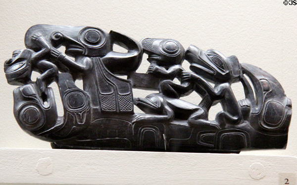 Haida argillite pipe at Yale Peabody Museum. New Haven, CT.