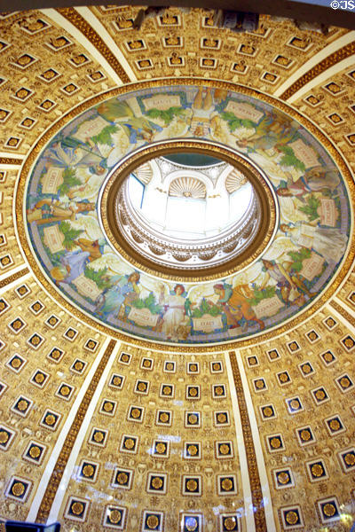 Ceiling of dome in great hall of Library of Congress. Washington, DC.