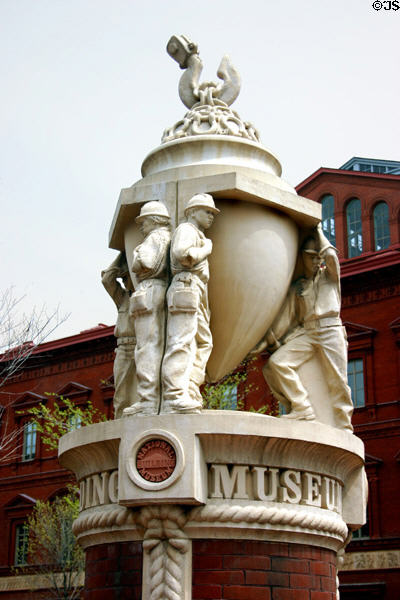 Museum of Building theme sculpture showing workers. Washington, DC.