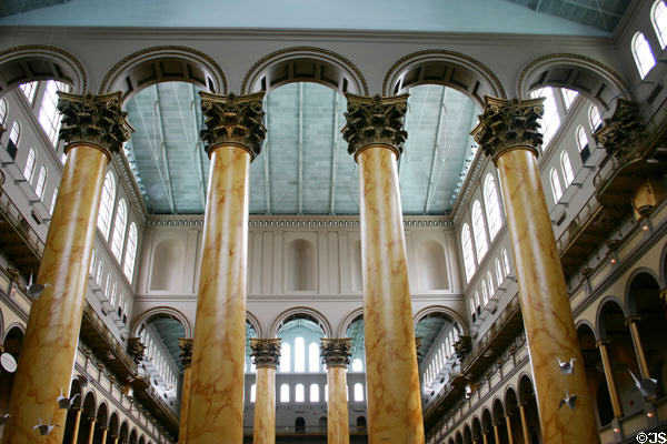 Museum of Building features tall interior columns & was once one of Washington's largest spaces, site of several inaugural balls. Washington, DC.