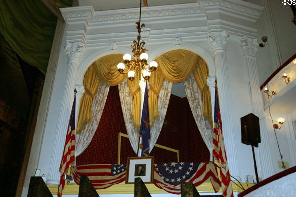 Presidential box in Ford's Theatre where Abraham Lincoln sat when shot by John Wilkes Booth. Washington, DC.
