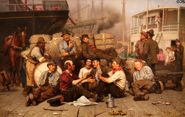 Longshoremen's Noon painting (1879) by John George Brown at Corcoran Gallery of Art. Washington, DC.